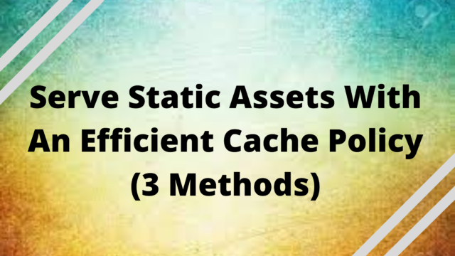 Serve Static Assets With An Efficient Cache Policy (3 Methods)