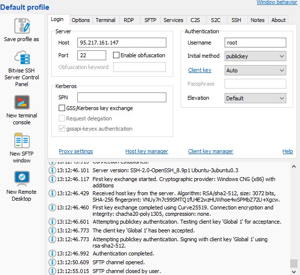 Go to New SFTP Window from Bitwise SSH Client.