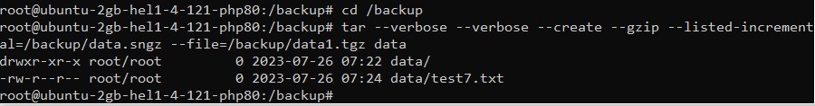 Initialize the Level 1 incremental backup