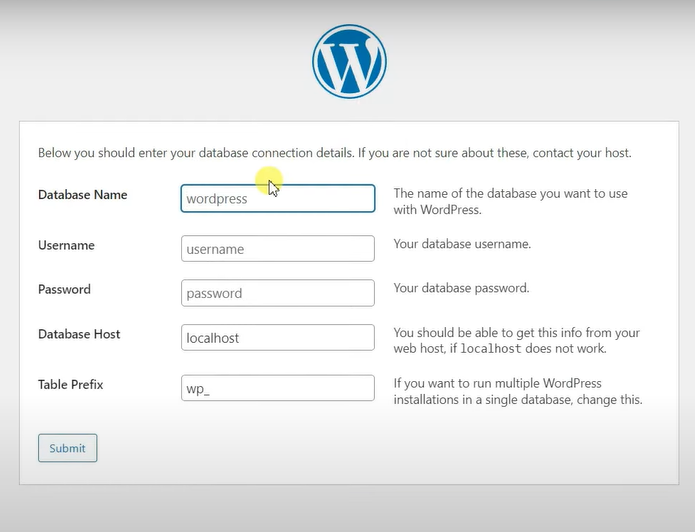 wordpress credentials