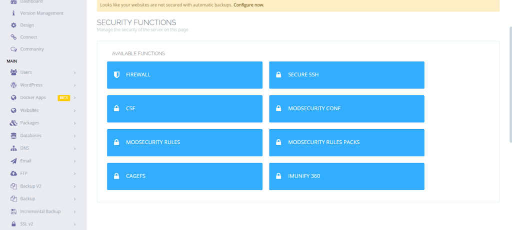 security functions interface