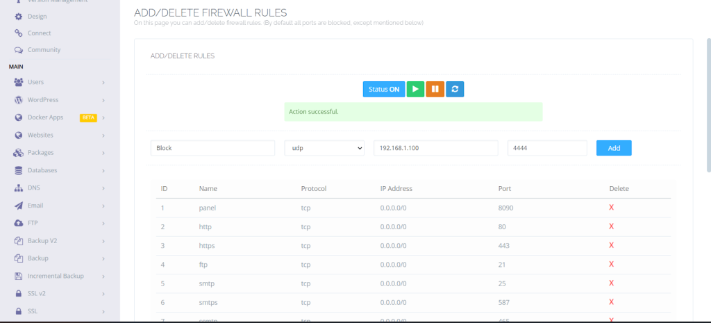 Add/Delete Firewall Rules