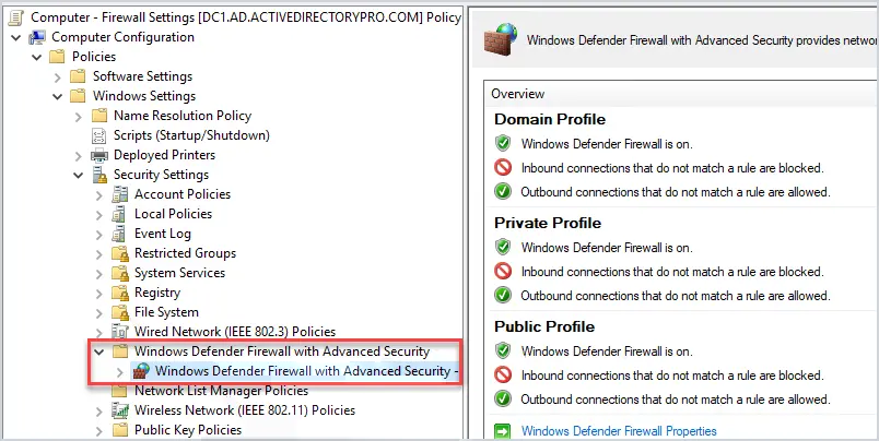 Firewall Settings