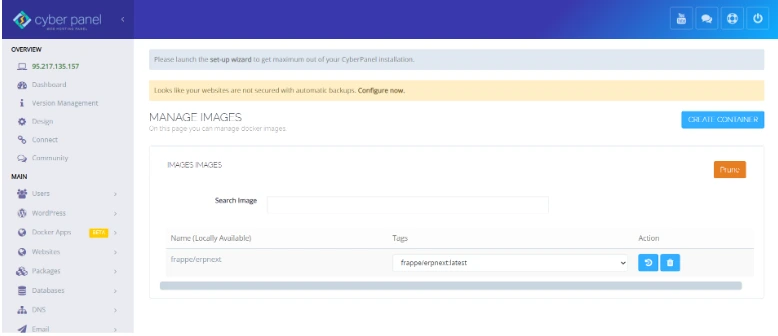 CyberPanel Image management