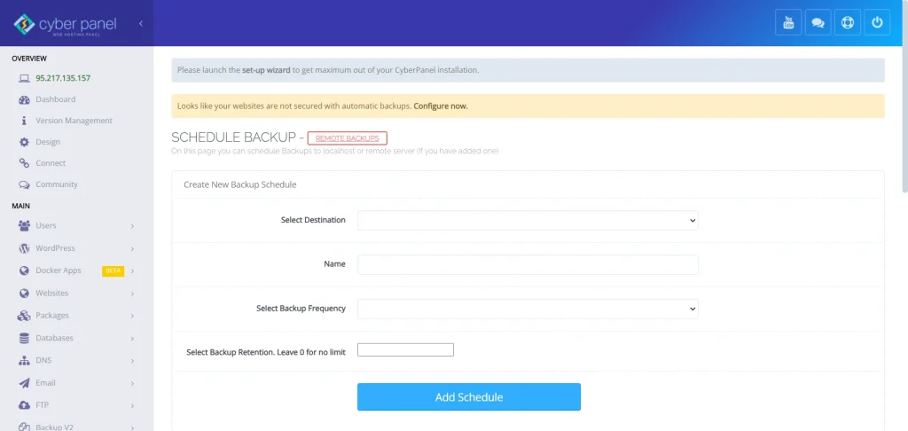 CyberPanel Automated Backups