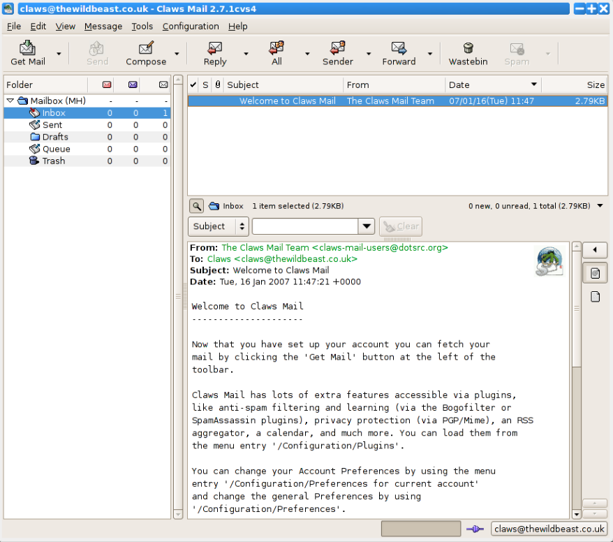 claws mail-best-email-client-for-Linux-2024