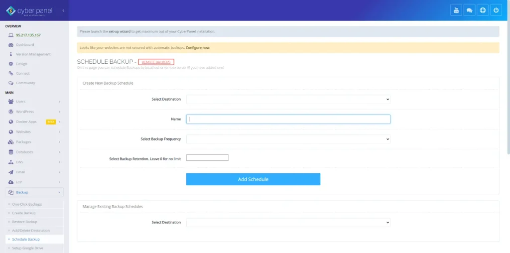 Scheduled backups