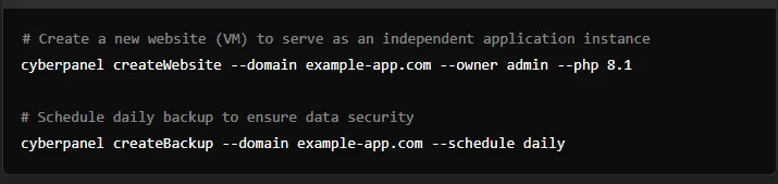 configuration using CyberPanel for server consolidation