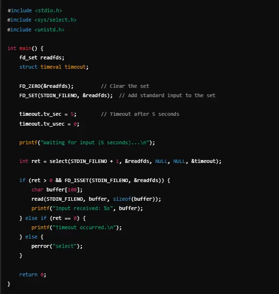 how polling works in Linux by using the select() system call