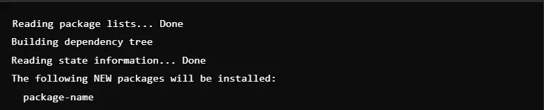 Output when reinstalling