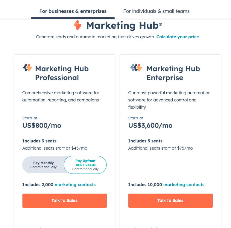 Hubspot-live-chat-pricing