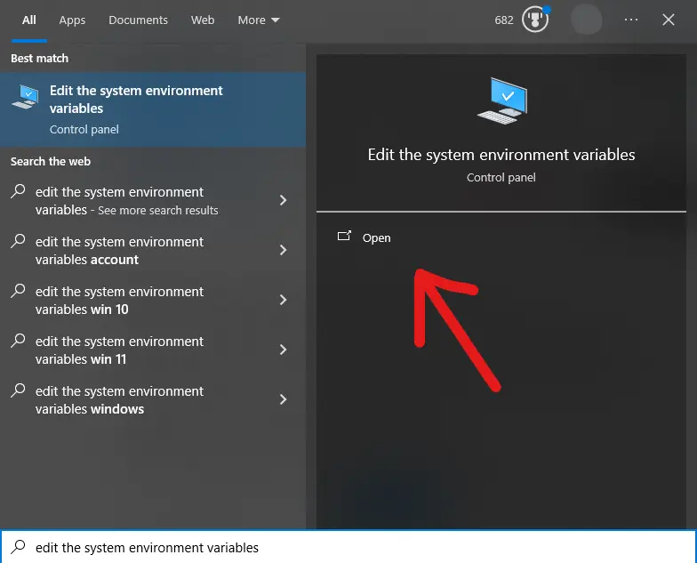 open ‘’Edit the system environment variables”