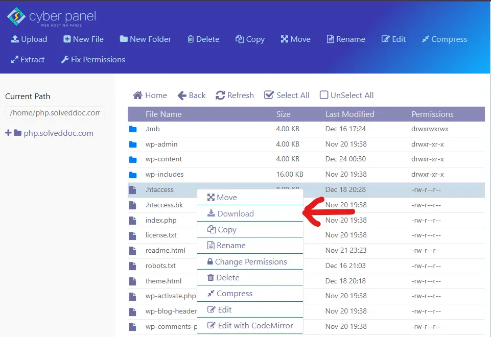 creating backup for current .htaccess