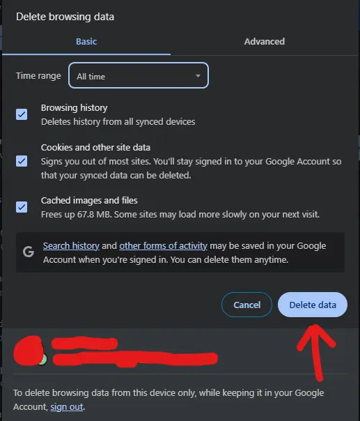 delete all in chrome