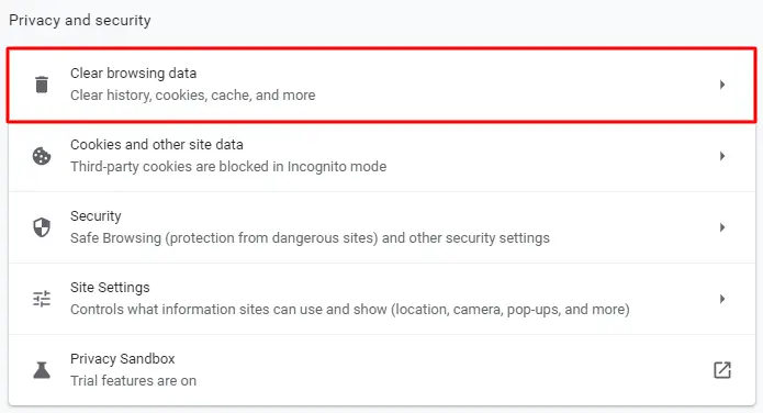 select "Clear browsing data"