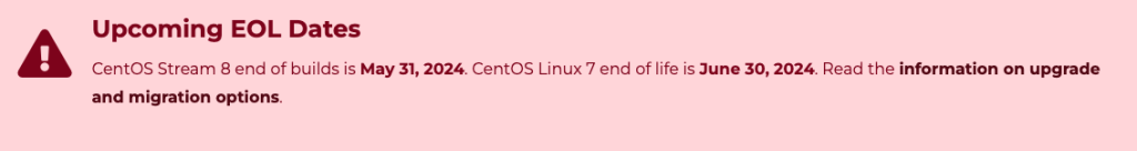 centos EOL Offical dates from website image.