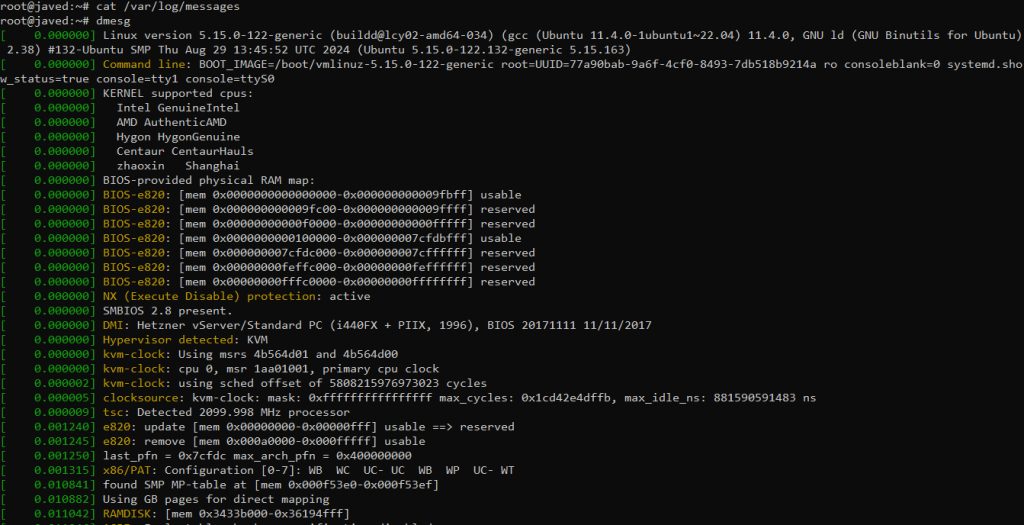 view linux logs