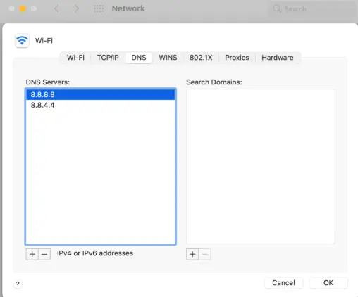 Changing DNS Server on Mac To Fix 
DNS_PROBE_FINISHED_NXDOMAIN error.