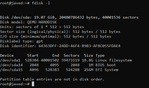 fdisk -l