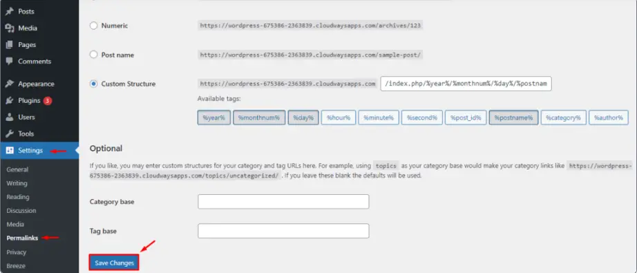 inspecting permalink structure to fix WordPress 404 Error