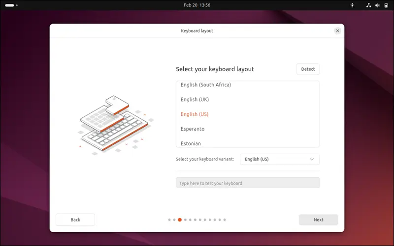 selecting keyboard layout