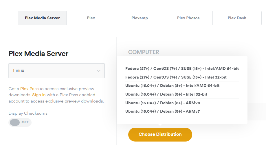 Install-plex-on-Linux-official-download-page-distributions