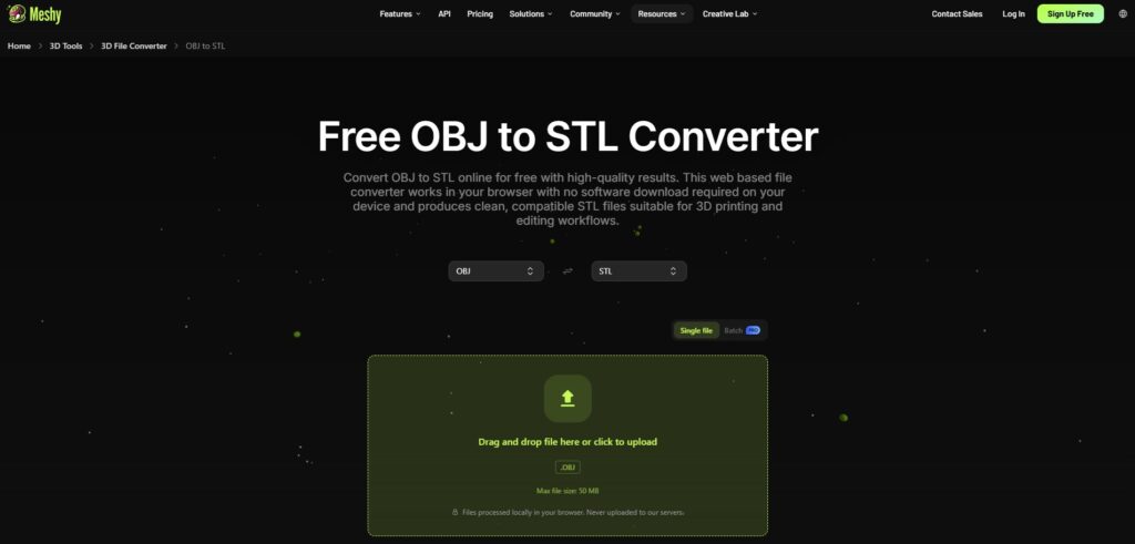 Meshy AI OBJ-to-STL converter