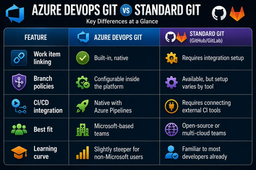 AZURE DEVOPS GIT VS STANDARD GIT
