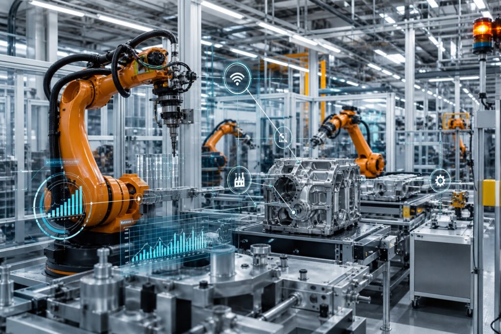 Connected robotics and industrial systems on a digitally transformed manufacturing floor