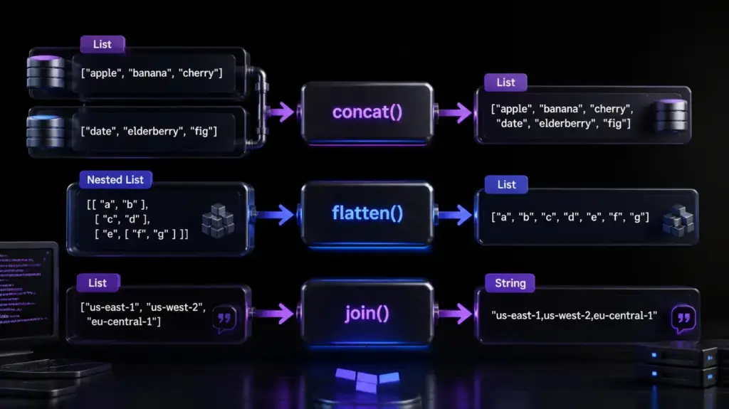 Terraform concat vs flatten vs join for lists and strings