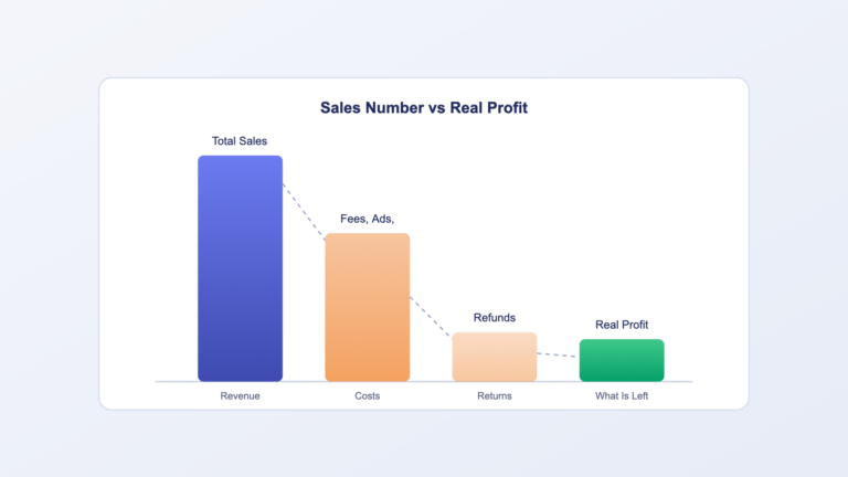 How fees, ads, and refunds reduce total sales down to real profit