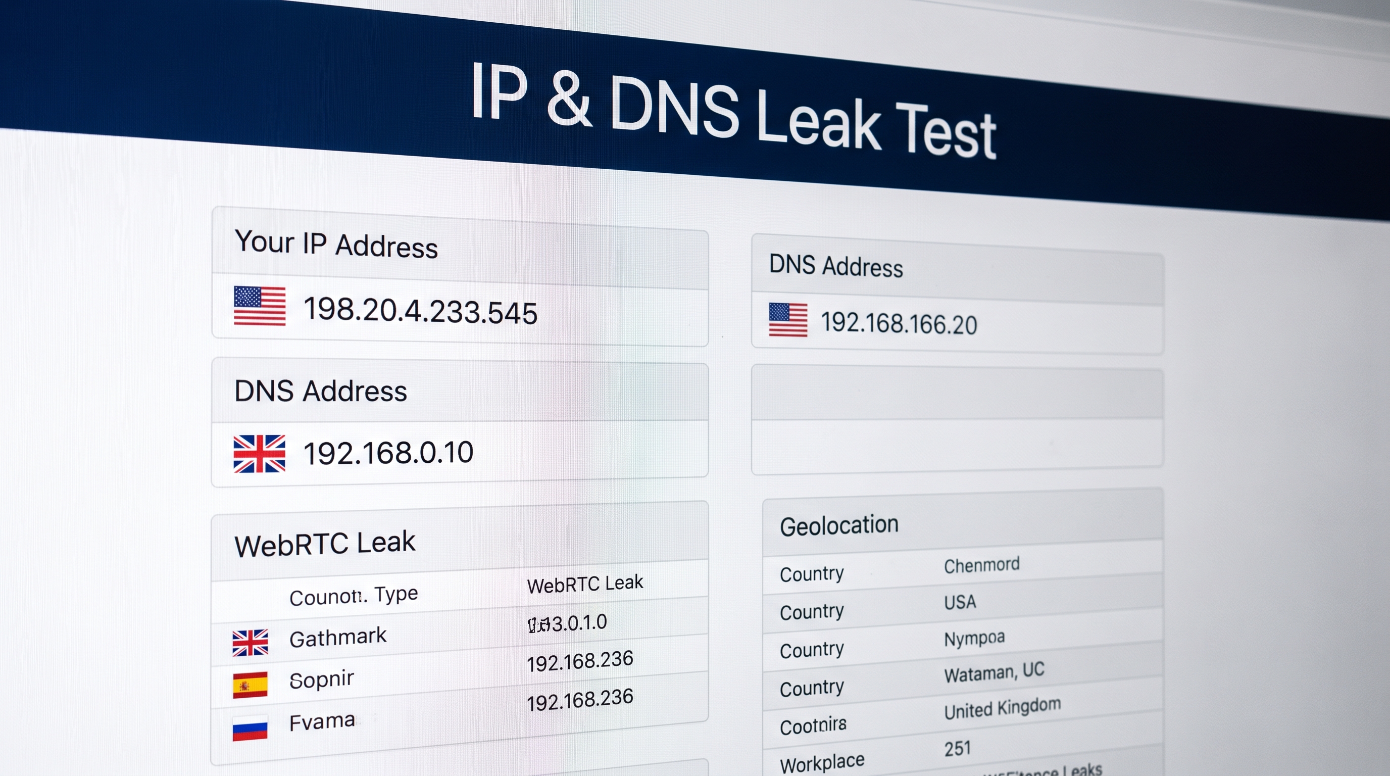 IPLeak.net browser and torrent leak test screenshot