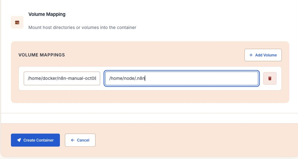 Map persistent application storage before creating the container.